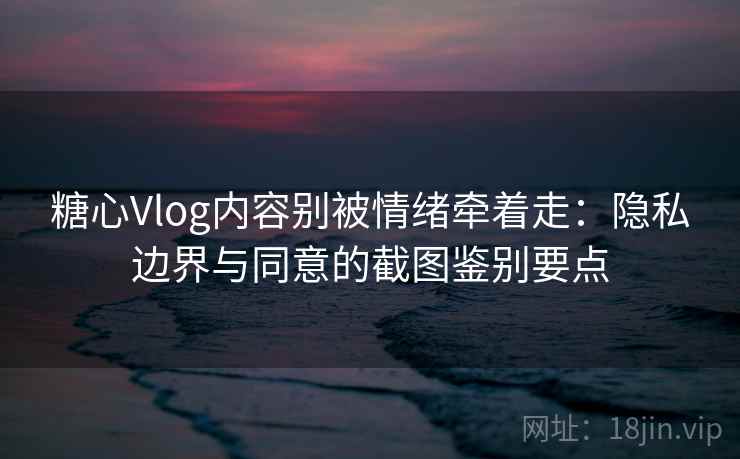 糖心Vlog内容别被情绪牵着走：隐私边界与同意的截图鉴别要点